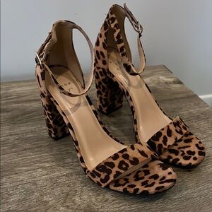 Leopard Print Block Heel Sandals